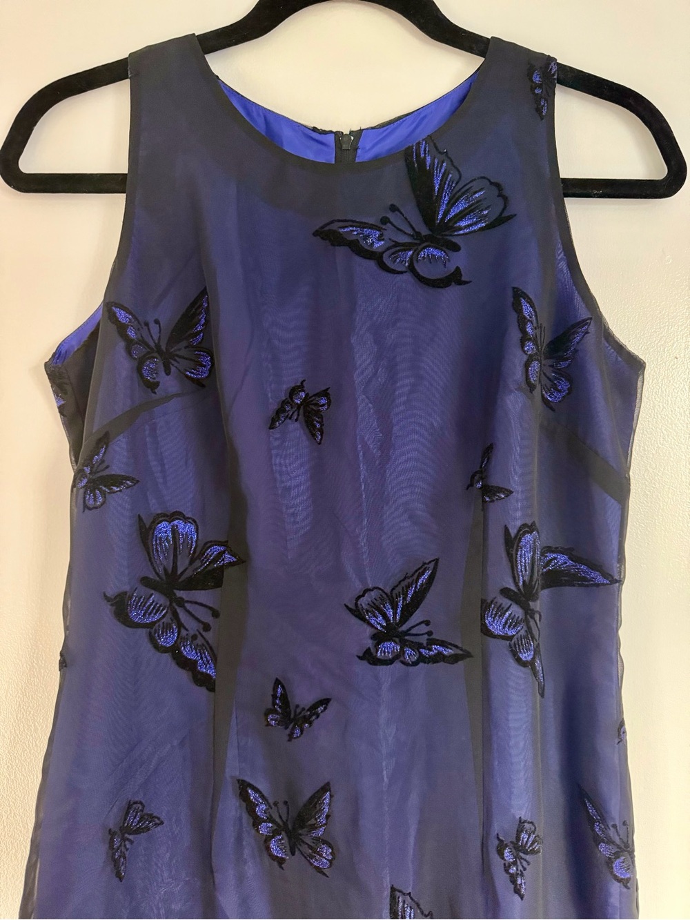 Vintage Jessica Howard Y2K Black Whimsigoth Butterfly Embroidered Dress Size 8